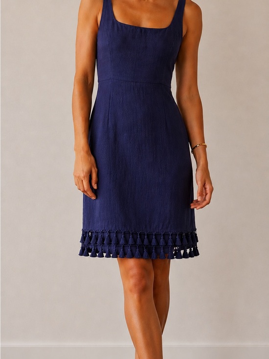 Lulus Dresses & Skirts - Lulu's Navy Tassel-Hem Mini Dress
